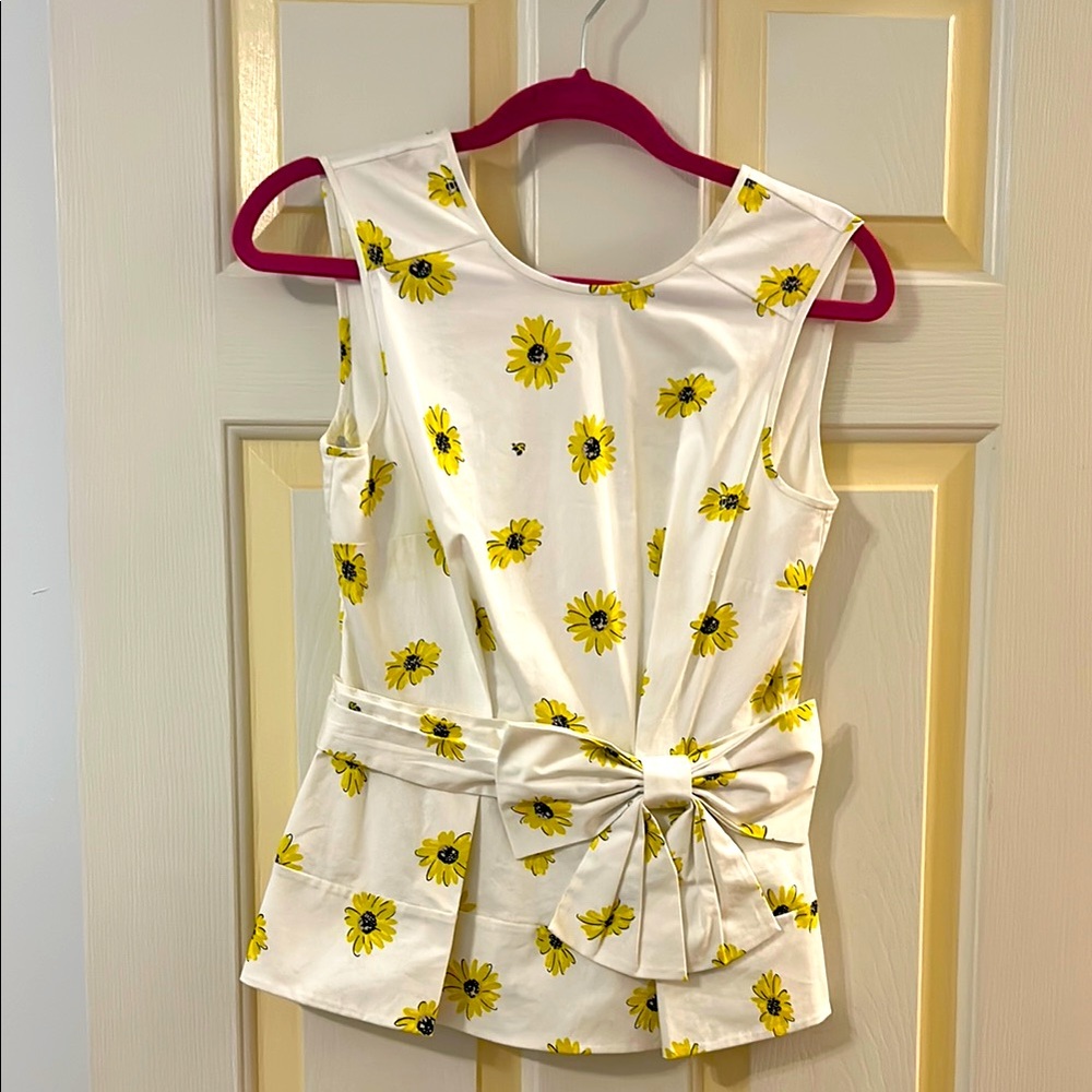 Kate Spade Ivory Blouse with Yellow Floral Accents